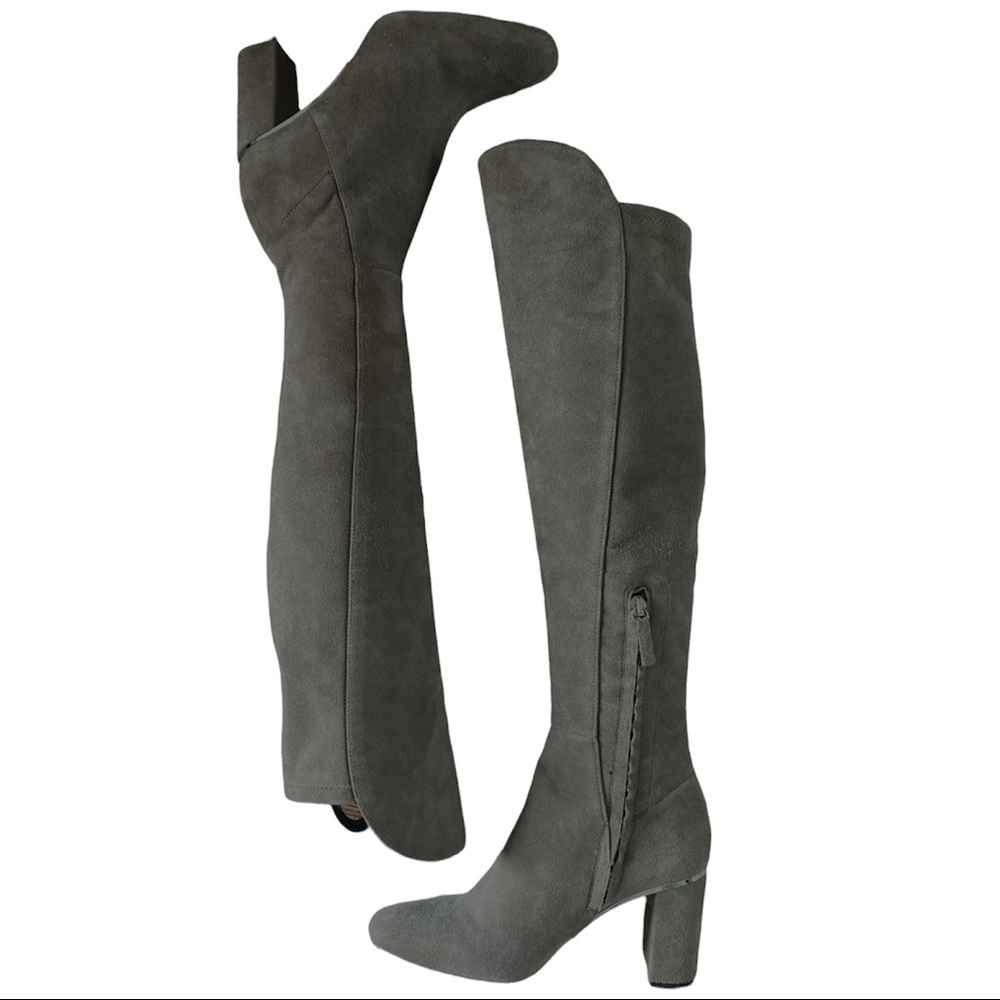 Zara | Grey Suede Knee High Boots